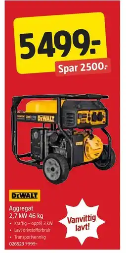 Jula Aggregat 2,7 kW 46 kg tilbud