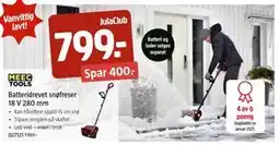 Jula Batteridrevet snøfreser 18 V 280 mm, Medlemspris tilbud