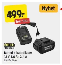 Jula Batteri + batterilader 18 V 4,0 Ah 2,4 A tilbud