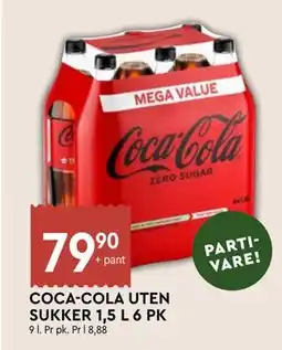 Coop Mega COCA-COLA UTEN SUKKER 1,5 L 6 PK tilbud