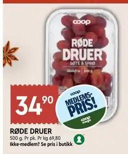 Coop Mega RØDE DRUER, Medlemspris tilbud