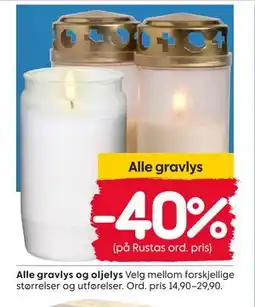 Rusta Alle gravlys tilbud