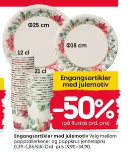 Rusta Engangsartikler med julemotiv tilbud