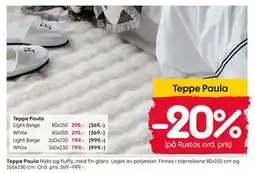 Rusta Teppe Paula tilbud