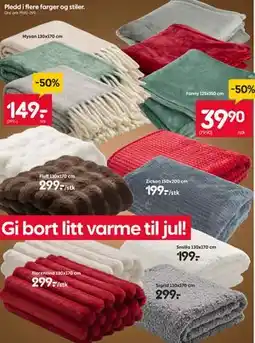 Rusta Pledd i flere farger og stiler tilbud