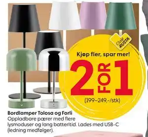 Bordlamper Tolosa og Forli
