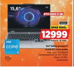 POWER 15,6 bærbar gaming-PC tilbud