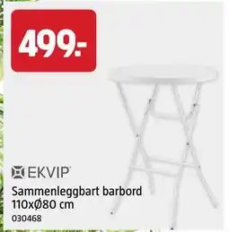 Jula Sammenleggbart barbord 110xØ80 cm tilbud