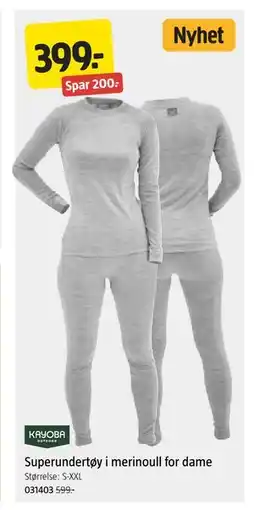 Jula Superundertøy i merinoull for dame tilbud