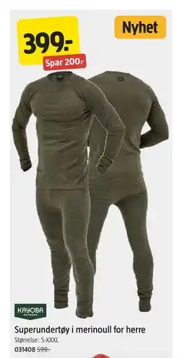 Jula Superundertøy i merinoull for herre tilbud