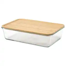 IKEA Ikea 365+ Matoppbevaring med lokk, stor rektangulær/glass bambus, 3.1 l tilbud