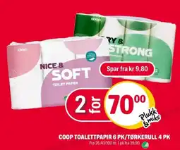Coop Extra Coop toalettpapir 6 pk/tørkerull 4 pk tilbud