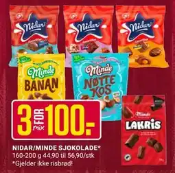 Europris NIDAR/MINDE SJOKOLADE tilbud