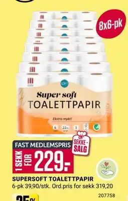 Europris SUPERSOFT TOALETTPAPIR, Medlemspris tilbud