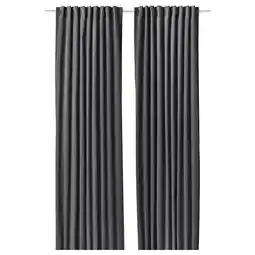 IKEA Sanela Gardiner, 1 par, mørk grå/med multibånd, 140x250 cm tilbud