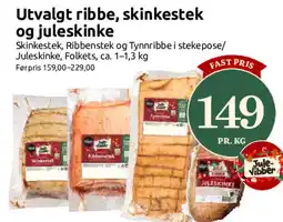 Nærbutikken Folkets Utvalgt ribbe, skinkestek og juleskinke tilbud