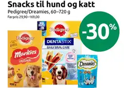 Nærbutikken Pedigree/Dreamies Snacks til hund og katt tilbud