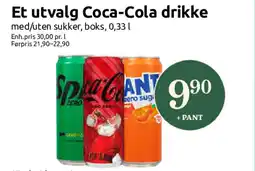 Nærbutikken Et utvalg Coca-Cola drikke tilbud
