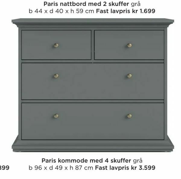 Møbelringen Paris kommode med 4 skuffer tilbud