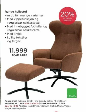 Møbelringen Runde small hvilestol tilbud