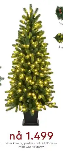 Skeidar Voss kunstig juletre i potte H150 cm med 220 lys tilbud