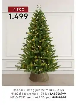 Skeidar Oppdal kunstig juletre med LED-lys tilbud
