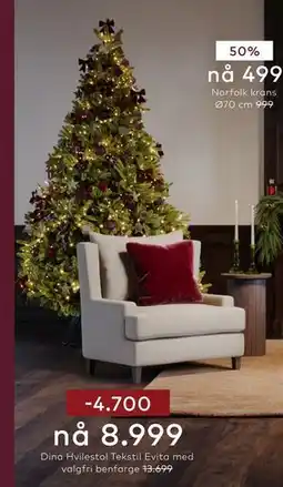 Skeidar Dina Hvilestol Tekstil Evita med valgfri benfarge tilbud