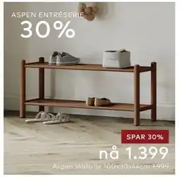 Skeidar Aspen skohylle 100x30x44cm tilbud
