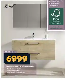 Megaflis Lind Continental 120 baderomsmøbel tilbud