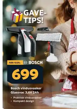 Megaflis Bosch vindusvasker Glassvac 3,6V 2Ah tilbud