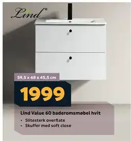 Megaflis Lind Value 60 baderomsmøbel hvit tilbud
