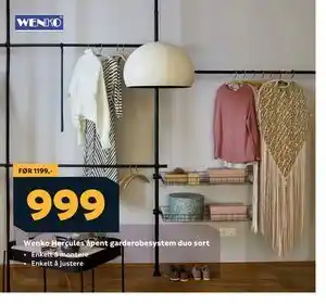 Megaflis Wenko Hercules åpent garderobesystem duo sort tilbud