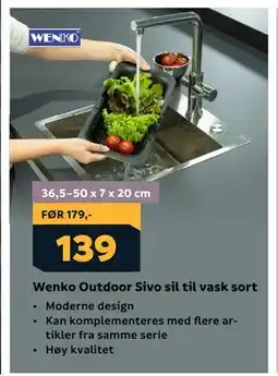 Megaflis Wenko Outdoor Sivo sil til vask sort tilbud