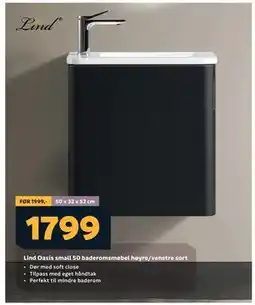 Megaflis Lind Oasis small 50 baderomsmøbel høyre/venstre sort tilbud