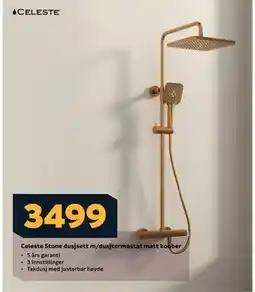 Megaflis Celeste Stone dusjsett m/dusjtermostat matt kobber tilbud