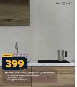 Megaflis BerryAlloc Kitchen Wall Sandstein Hexagon Satin Finish tilbud