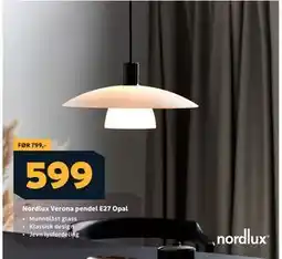 Megaflis Nordlux Verona pendel E27 Opal tilbud