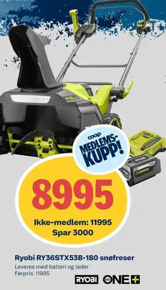 Ryobi RY36STX53B-180 snøfreser