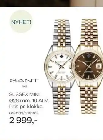 Gant sussex mini 10 atm. pris pr. klokke.