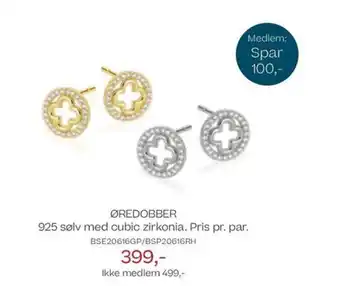 Øredobber 925 sølv med cubic zirkonia. pris pr. par.
