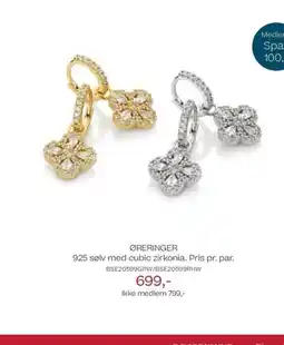 Bjørklund Øreringer 925 sølv med cubic zirkonia. pris pr. par. tilbud