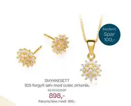 Bjørklund Smykkesett 925 forgylt sølv med cubic zirkonia. tilbud