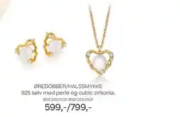 Bjørklund Øredobber/halssmykke 925 sølv med perle og cubic zirkonia. tilbud