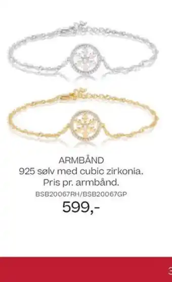 ARMBÅND 925 sølv med cubic zirkonia. Pris pr. armbånd.