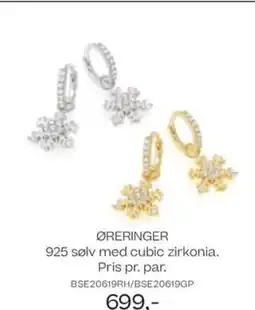Bjørklund ØRERINGER 925 sølv med cubic zirkonia. Pris pr. par tilbud
