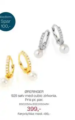 Bjørklund Øreringer 925 sølv med cubic zirkonia. pris pr. par. tilbud