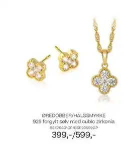 Bjørklund Øredobber/halssmykke 925 forgylt sølv med cubic zirkonia tilbud