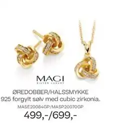 Bjørklund Magi øredobber/halssmykke 925 forgylt sølv med cubic zirkonia. tilbud