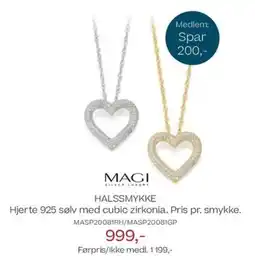 Bjørklund Magi halssmykke hjerte 925 sølv med cubic zirkonia. pris pr. smykke. tilbud