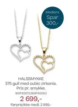 Bjørklund Halssmykke 375 gull med cubic zirkonia. pris pr. smykke. tilbud